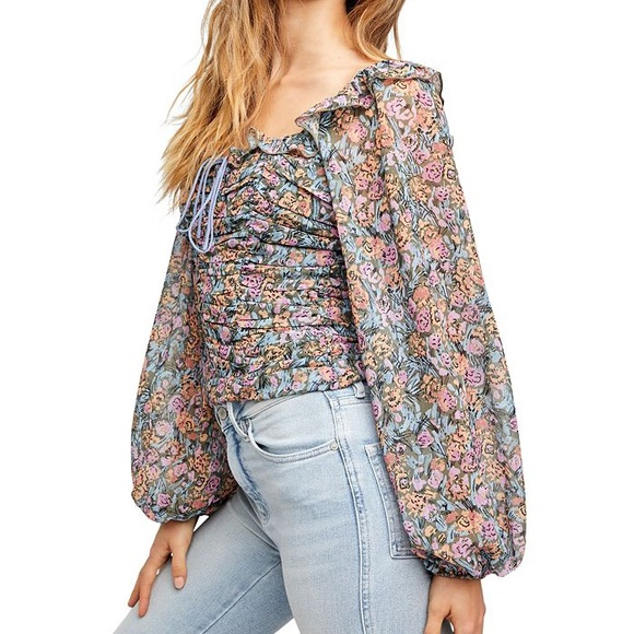 Free People Tops - FREE PEOPLE Mabel Square Neck Floral Top
